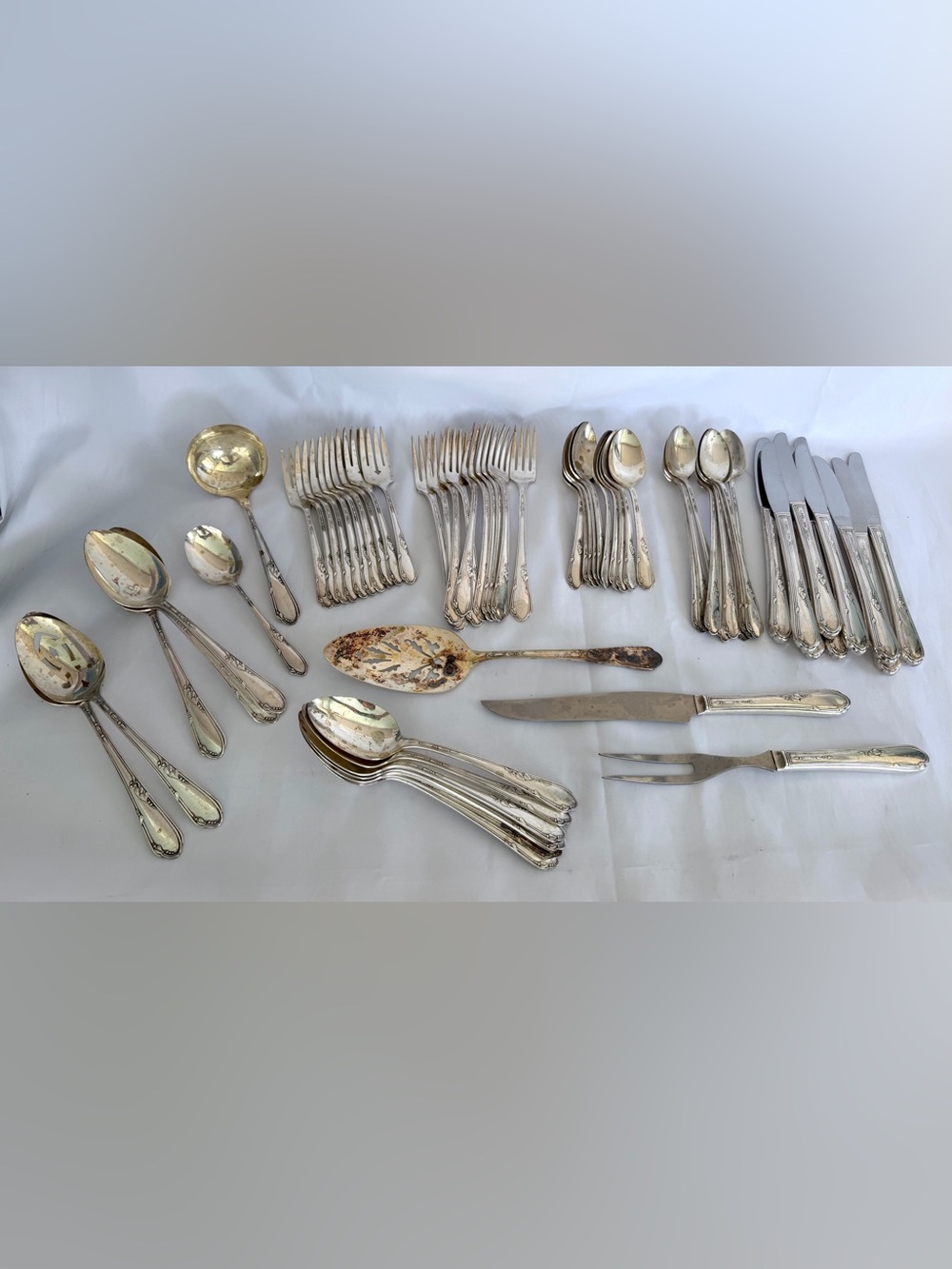 Vintage William A Rogers Oneida Flatware Set Meadowbrook Silverplate 66 pieces